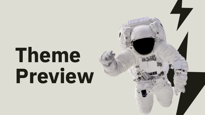 Neutral beige background with black lightning bolt symbols and astronaut photography